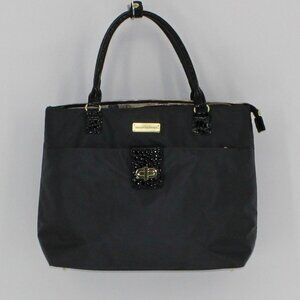 Samantha Brown Large Black Purse With Faux Patent Leather Handles